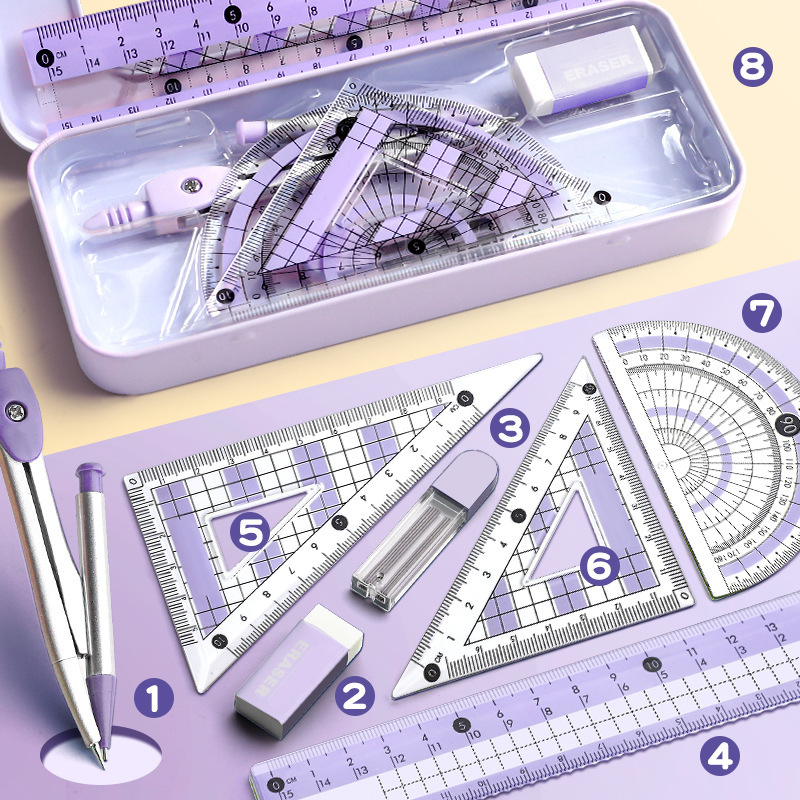Öğrenciler İçin 8 Parçalık Geo - Math Geometry Set With Compass incelemesi ve fiyatı